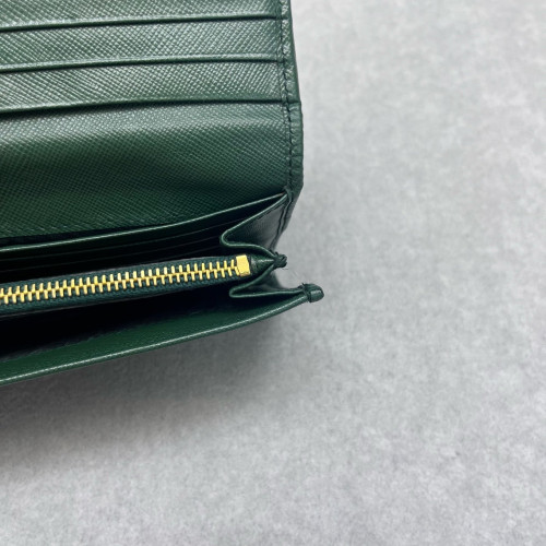 Prada Metal Continental Flap Wallet Saffiano Calfskin Green