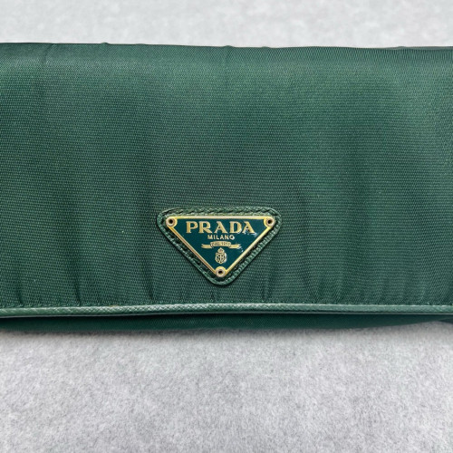 Prada Metal Continental Flap Wallet Saffiano Calfskin Green