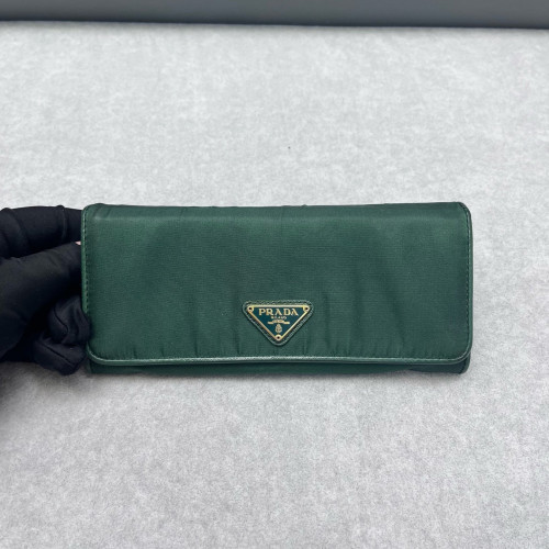 Prada Metal Continental Flap Wallet Saffiano Calfskin Green