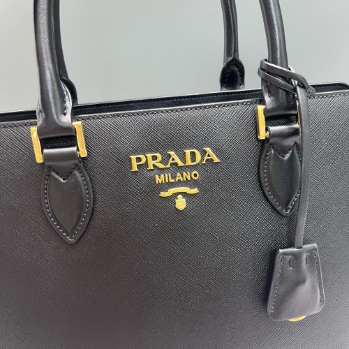 Prada Handbag Saffiano Calfskin Black