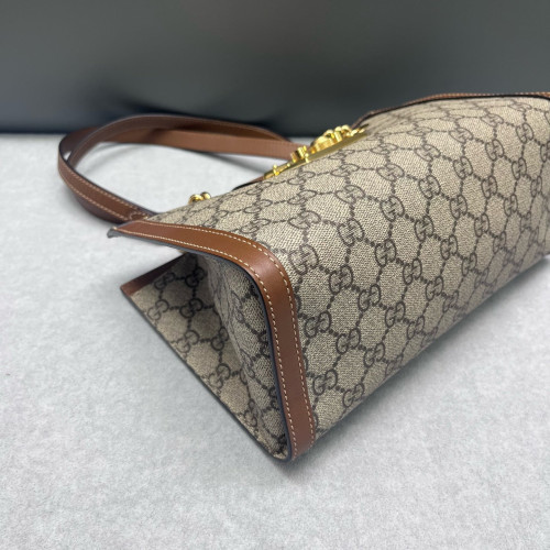 Gucci Small Padlock Tote GG Supreme Monogram Brown Beige