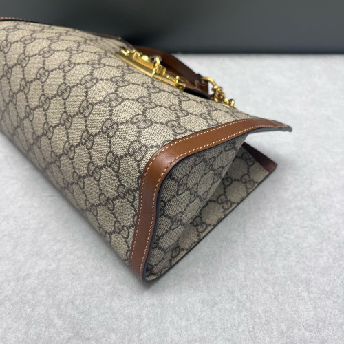 Gucci Small Padlock Tote GG Supreme Monogram Brown Beige