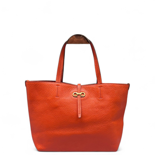 Salvatore Ferragamo Tote Bag Grained Calfskin Red Orange