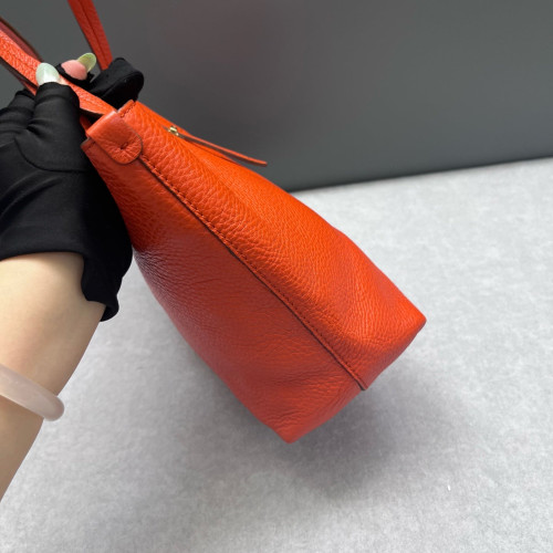 Salvatore Ferragamo Tote Bag Grained Calfskin Red Orange