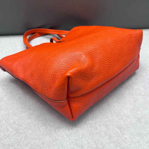 Salvatore Ferragamo Tote Bag Grained Calfskin Red Orange