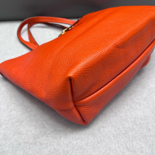 Salvatore Ferragamo Tote Bag Grained Calfskin Red Orange