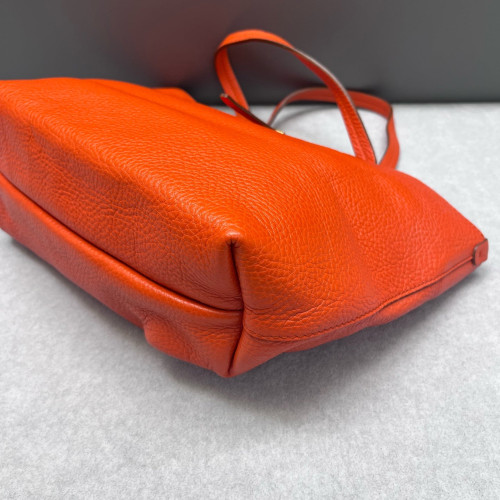 Salvatore Ferragamo Tote Bag Grained Calfskin Red Orange