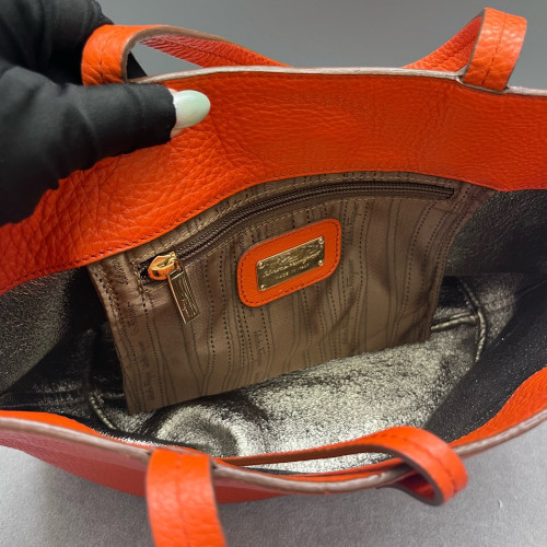 Salvatore Ferragamo Tote Bag Grained Calfskin Red Orange