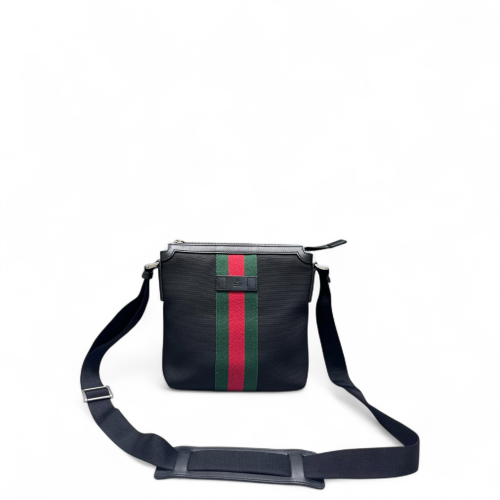 Gucci Crossbody Bag Canvas Black Green Red
