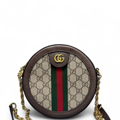 Gucci Web Mini Ophidia Round Bag GG Supreme Monogram Brown Beige Green