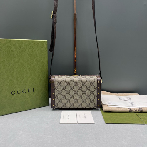 Gucci Box Bag GG Supreme Monogram Beige Brown Gucci Box Bag GG Supreme Monogram Beige Brown