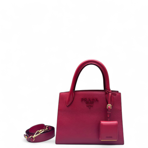 Prada Small Monochrome Tote Saffiano Calfskin Red