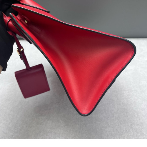 Prada Small Monochrome Tote Saffiano Calfskin Red
