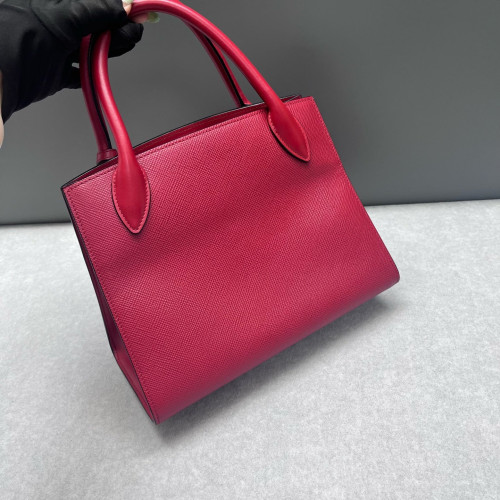 Prada Small Monochrome Tote Saffiano Calfskin Red