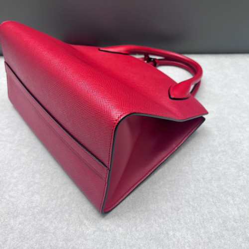 Prada Small Monochrome Tote Saffiano Calfskin Red
