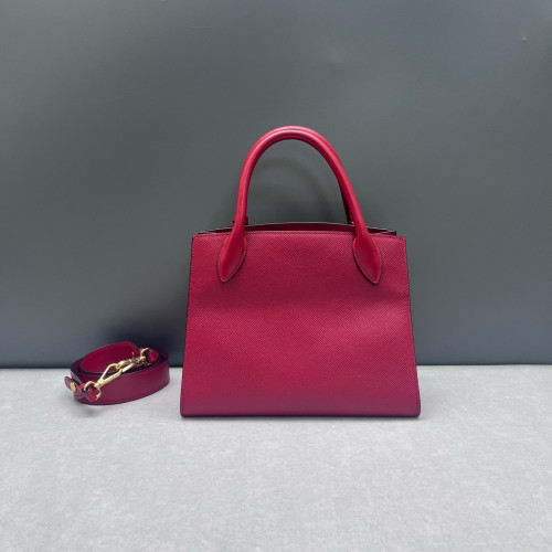 Prada Small Monochrome Tote Saffiano Calfskin Red