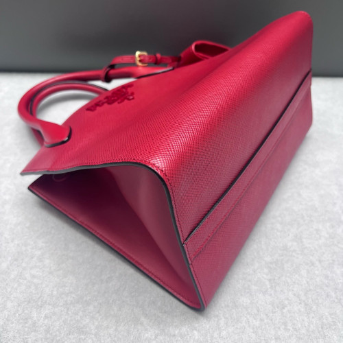 Prada Small Monochrome Tote Saffiano Calfskin Red