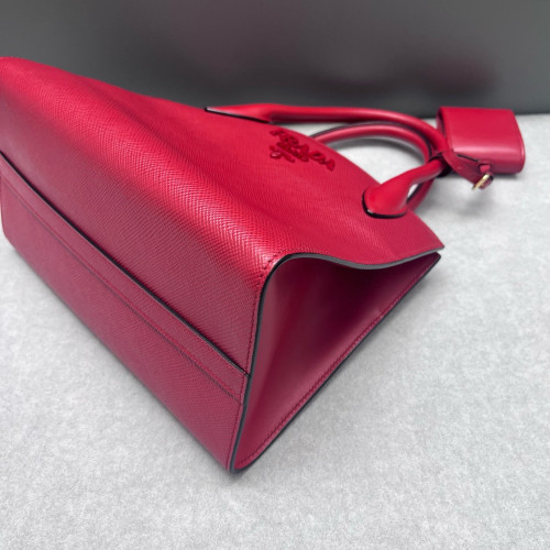 Prada Small Monochrome Tote Saffiano Calfskin Red