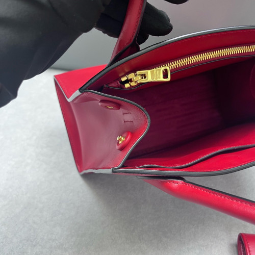 Prada Small Monochrome Tote Saffiano Calfskin Red