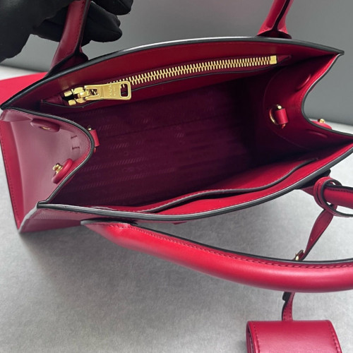 Prada Small Monochrome Tote Saffiano Calfskin Red
