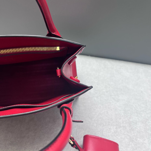 Prada Small Monochrome Tote Saffiano Calfskin Red