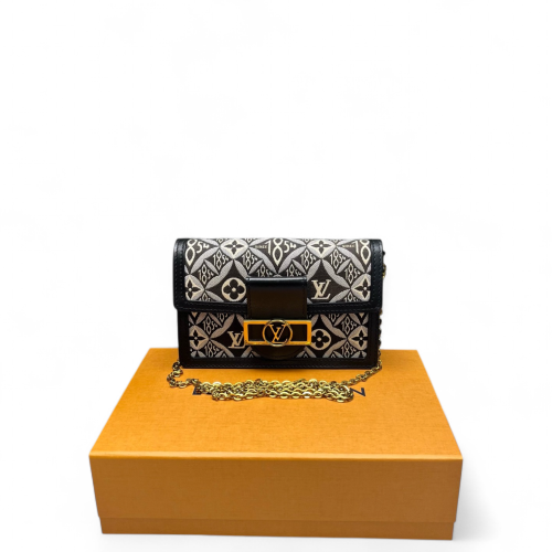 Louis Vuitton 1854 Dauphine Chain Wallet Since 1854 Jacquard Black White Louis Vuitton 1854 Dauphine Chain Wallet Since 1854 Jacquard Black White