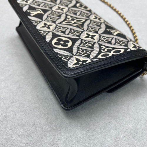 Louis Vuitton 1854 Dauphine Chain Wallet Since 1854 Jacquard Black White Louis Vuitton 1854 Dauphine Chain Wallet Since 1854 Jacquard Black White