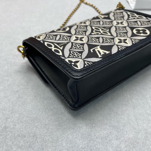 Louis Vuitton 1854 Dauphine Chain Wallet Since 1854 Jacquard Black White Louis Vuitton 1854 Dauphine Chain Wallet Since 1854 Jacquard Black White
