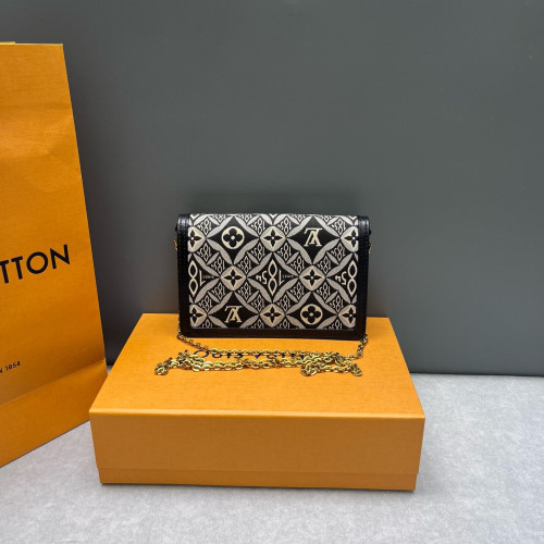 Louis Vuitton 1854 Dauphine Chain Wallet Since 1854 Jacquard Black White Louis Vuitton 1854 Dauphine Chain Wallet Since 1854 Jacquard Black White