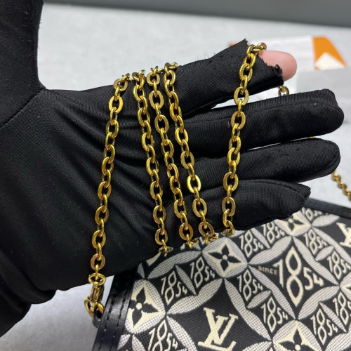 Louis Vuitton 1854 Dauphine Chain Wallet Since 1854 Jacquard Black White Louis Vuitton 1854 Dauphine Chain Wallet Since 1854 Jacquard Black White