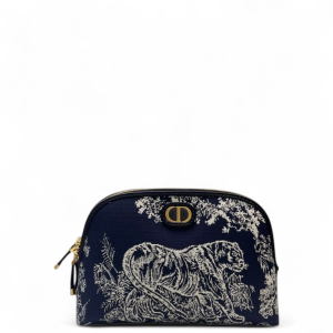 Dior Toile De Jouy 30 Montaigne Cosmetic Pouch Canvas White Navy Blue
