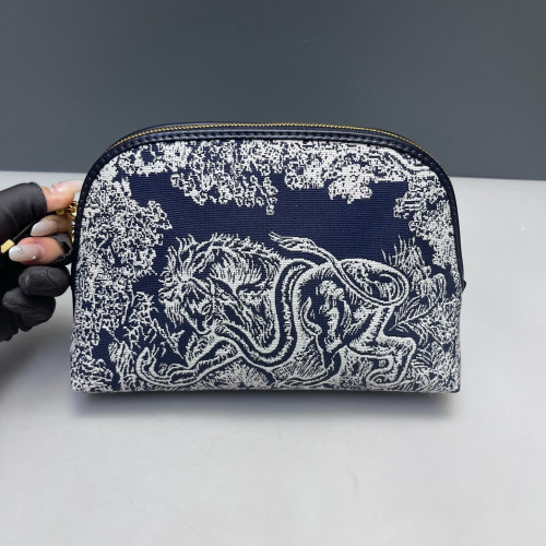 Dior Toile De Jouy 30 Montaigne Cosmetic Pouch Canvas White Navy Blue