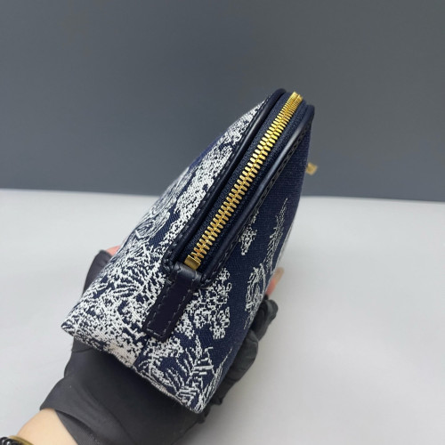 Dior Toile De Jouy 30 Montaigne Cosmetic Pouch Canvas White Navy Blue