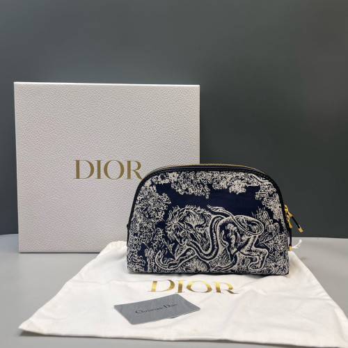 Dior Toile De Jouy 30 Montaigne Cosmetic Pouch Canvas White Navy Blue