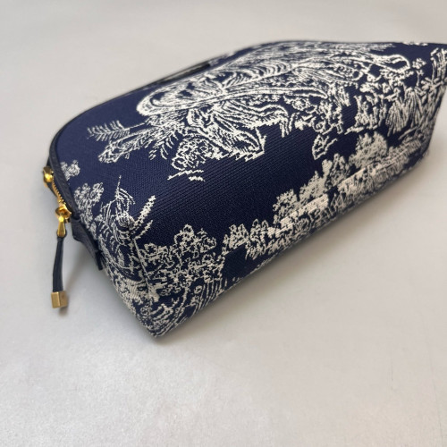 Dior Toile De Jouy 30 Montaigne Cosmetic Pouch Canvas White Navy Blue