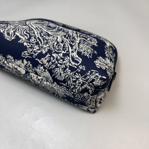 Dior Toile De Jouy 30 Montaigne Cosmetic Pouch Canvas White Navy Blue