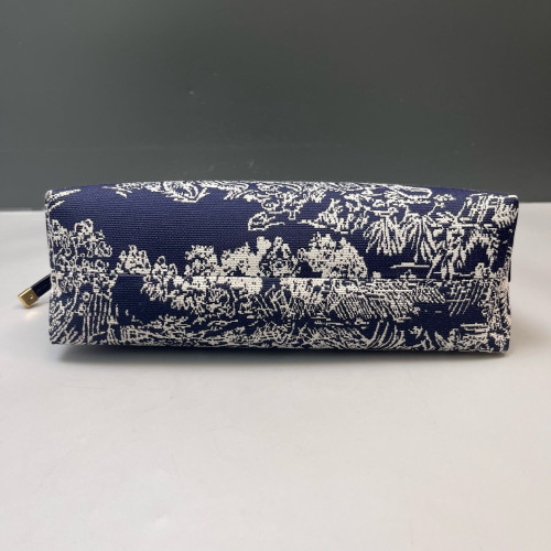 Dior Toile De Jouy 30 Montaigne Cosmetic Pouch Canvas White Navy Blue