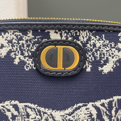 Dior Toile De Jouy 30 Montaigne Cosmetic Pouch Canvas White Navy Blue