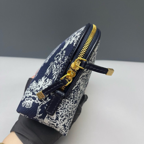 Dior Toile De Jouy 30 Montaigne Cosmetic Pouch Canvas White Navy Blue