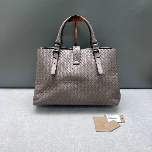 Bottega Veneta Large Roma Tote Bag Calfskin Intrecciato Grey