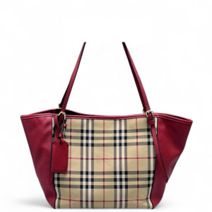 Burberry Small Canterbury Tote House Check Calfskin Red Beige Black