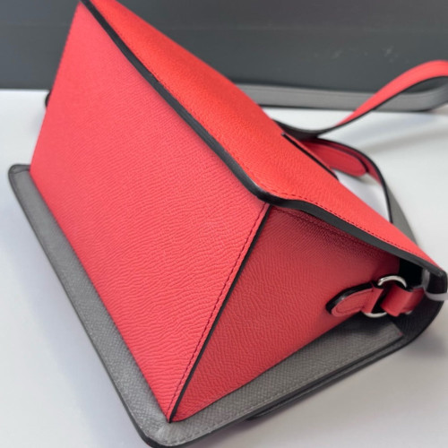 Moynat Madeleine Shoulder Bag Grained Calfskin Red