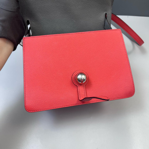 Moynat Madeleine Shoulder Bag Grained Calfskin Red