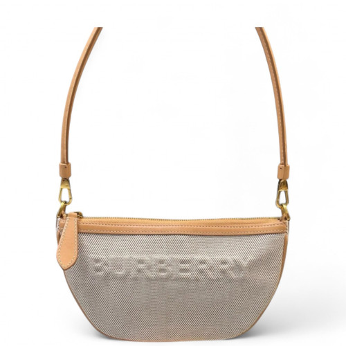 Burberry Mini Olympia Shoulder Bag Canvas Beige Light Brown