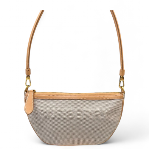 Burberry Mini Olympia Shoulder Bag Canvas Beige Light Brown