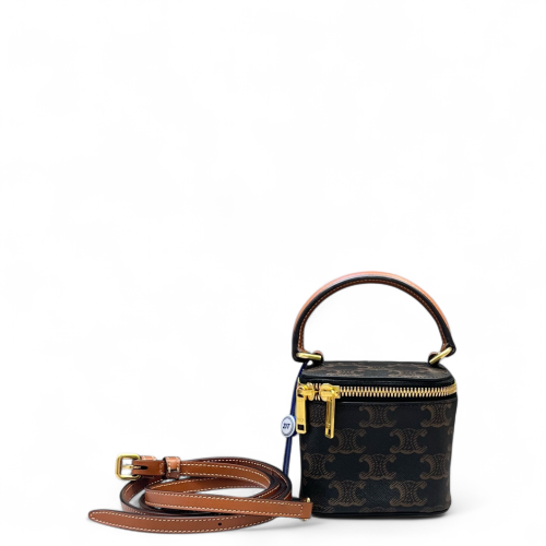 Celine Square Top Handle Vanity Case Triomphe Black Brown