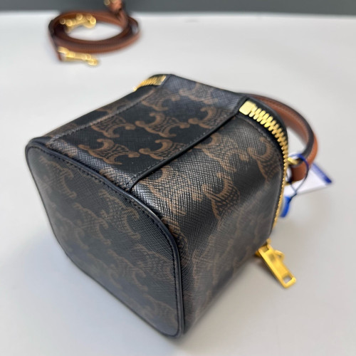 Celine Square Top Handle Vanity Case Triomphe Black Brown