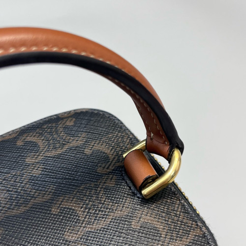 Celine Square Top Handle Vanity Case Triomphe Black Brown