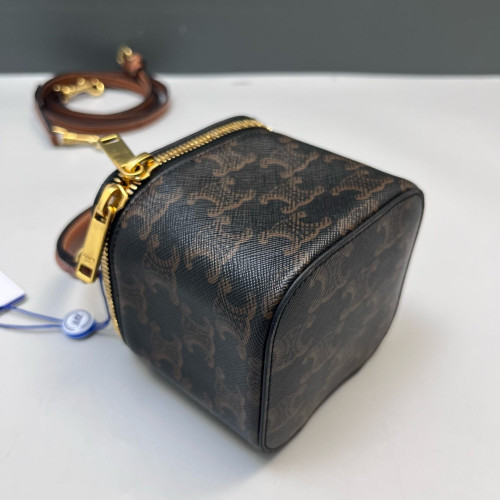 Celine Square Top Handle Vanity Case Triomphe Black Brown