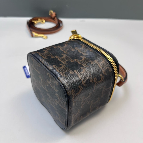 Celine Square Top Handle Vanity Case Triomphe Black Brown